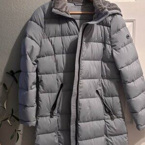 Large Winter Raincoat Puffer Jacket grey woman